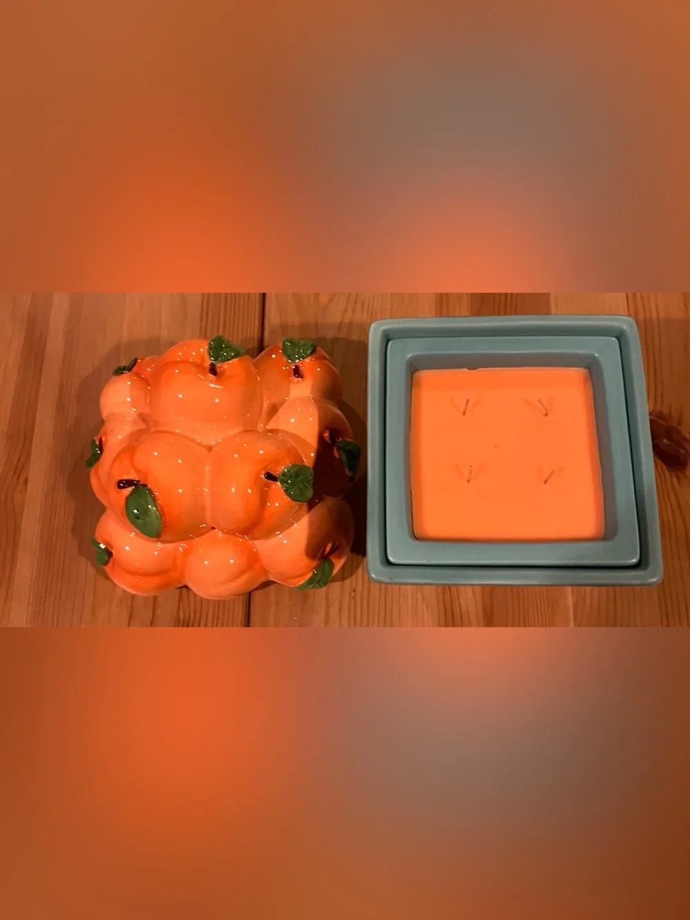 Never Used Homeworx by Harry Slatkin Ceramic Peach Basket Decorative Candle - Picture 5 of 12